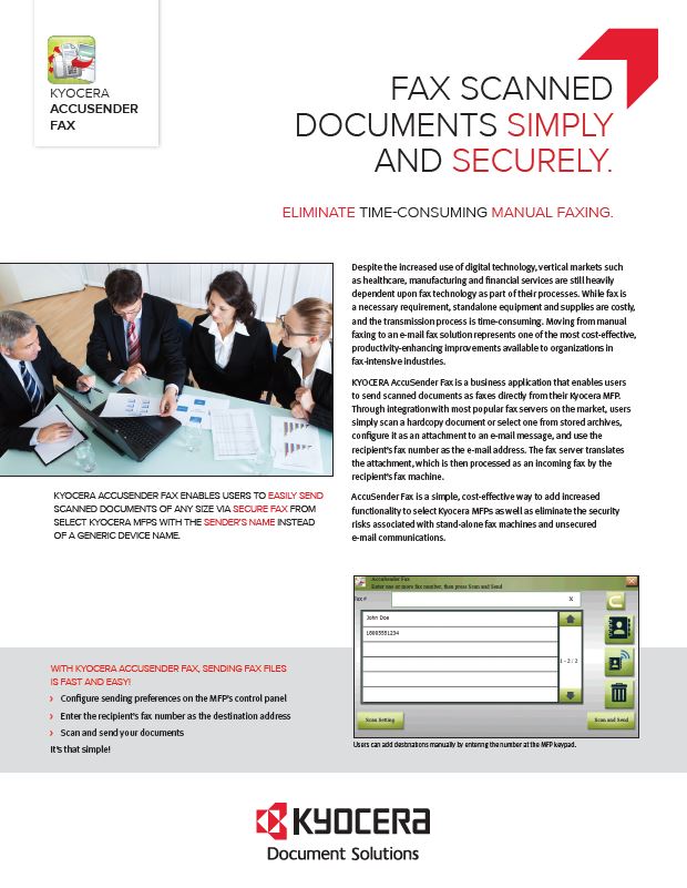 Kyocera, Software, Capture, Distribution, Accusender Fax, Document Solutions Unlimited