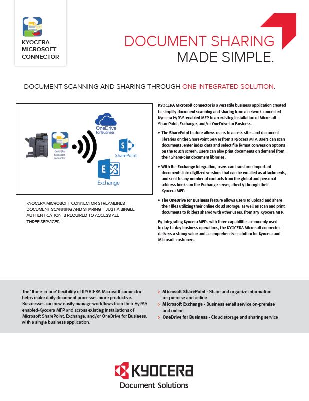 Kyocera, Software, Document Management, Kyocera, Microsoft Connector, Document Solutions Unlimited