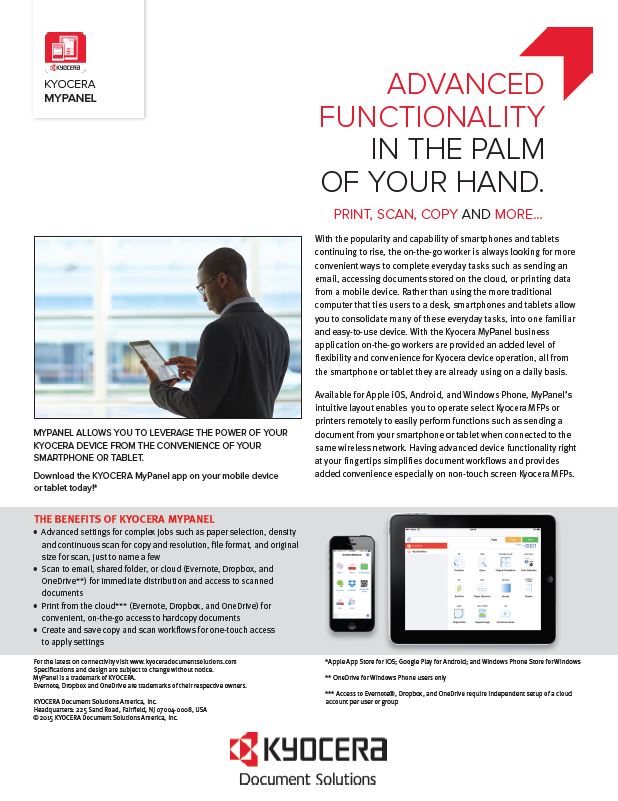 Kyocera, Software, Mobile, Cloud, Mypanel, Document Solutions Unlimited