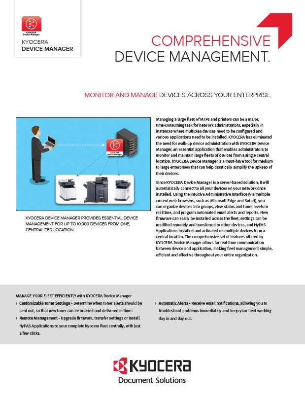 Kyocera, Software, Network Device Management, Kyocera, Device Manager, Document Solutions Unlimited