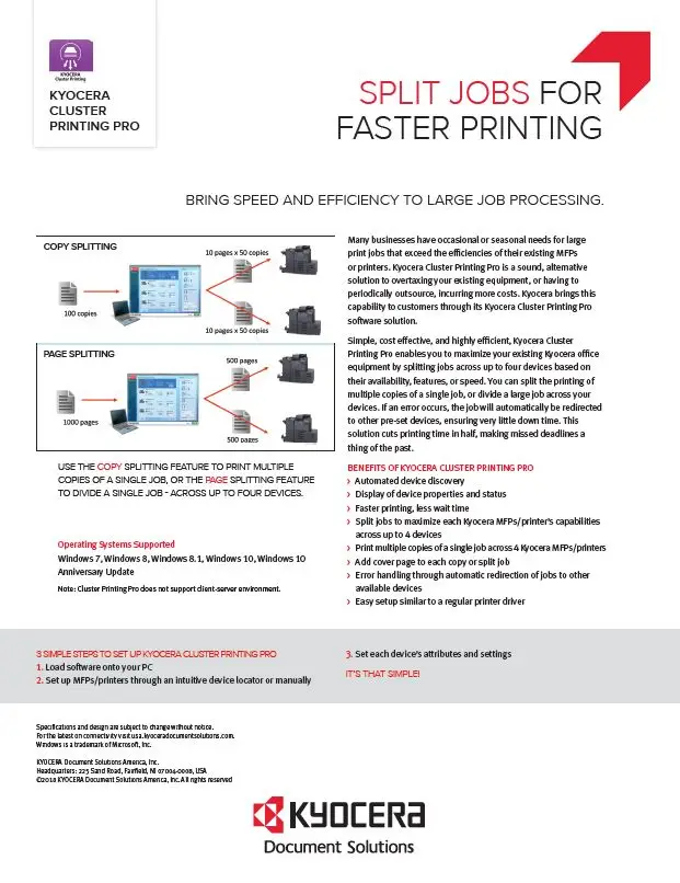 Kyocera, Software, Output Management, Kyocera Cluster Printing, Document Solutions Unlimited